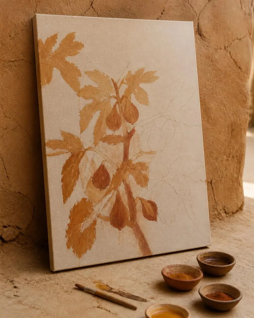 Toile du dernier figuier, en cours de réalisation par Izza